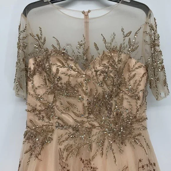 Mac Duggal Dress 79317 Champagne Embellished Illusion Gown NWT - Picture 4 of 16
